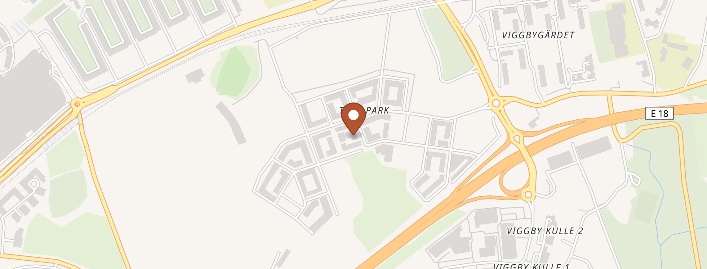 Map showing our office at Tränsgatan 3, Täby